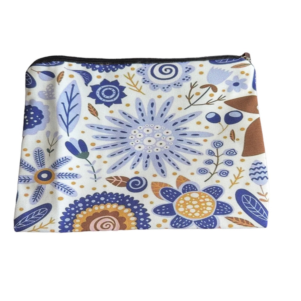 Earth Tones Floral Zip Close Cosmetic Bag